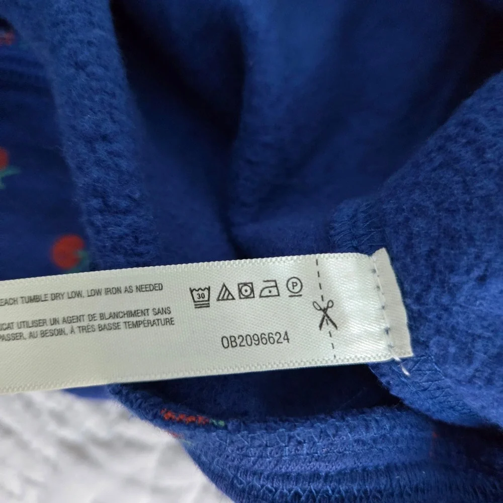 Daily Practice Anthropologie Blue Cherry Print Hoodie Sweatshirt OB2096624 Small